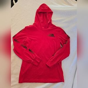 Adidas Red Hooded Long Sleeve Tee. EUC. Boys Med